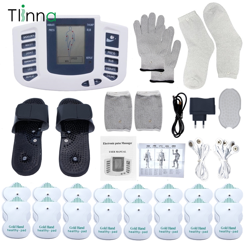 

Electronic Tens EMS Muscle Stimulator Pulse Acupuncture Massage Therapy for Back Neck Full Body Massager 16 Pads Russian/English