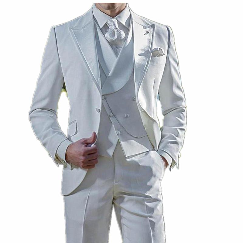 

Classic White Italian Style Men Suits Good Quality One Buttons 3 Pieces Business Tuxedos Terno(Jacket+Vest+Pants) Men's & Blazers, Black