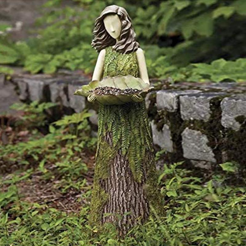 

Garden Decorations Sherwood Fern Fairy Statuary With Bird Feeder Resin Ornament Outdoor Statue Super Cute SCVD889