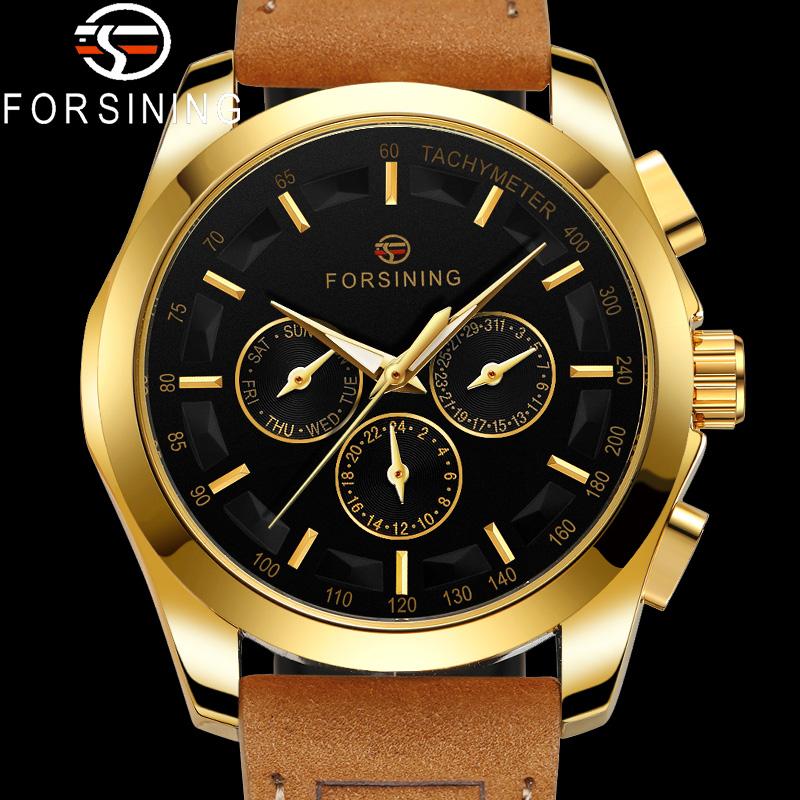 

Wristwatches FORSINING Automatic Mechanical Wristwatch Military Sport Male Clock Top Genuine Leather Strap Date Man Watch 6917, Fs6917l02 no box