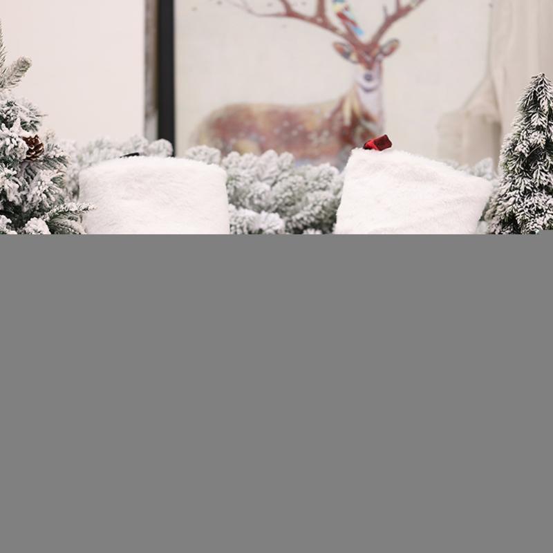 

Christmas Decorations Stocking Candy Bag DIY Santa Claus White Plush Sock Tree Pendant Home