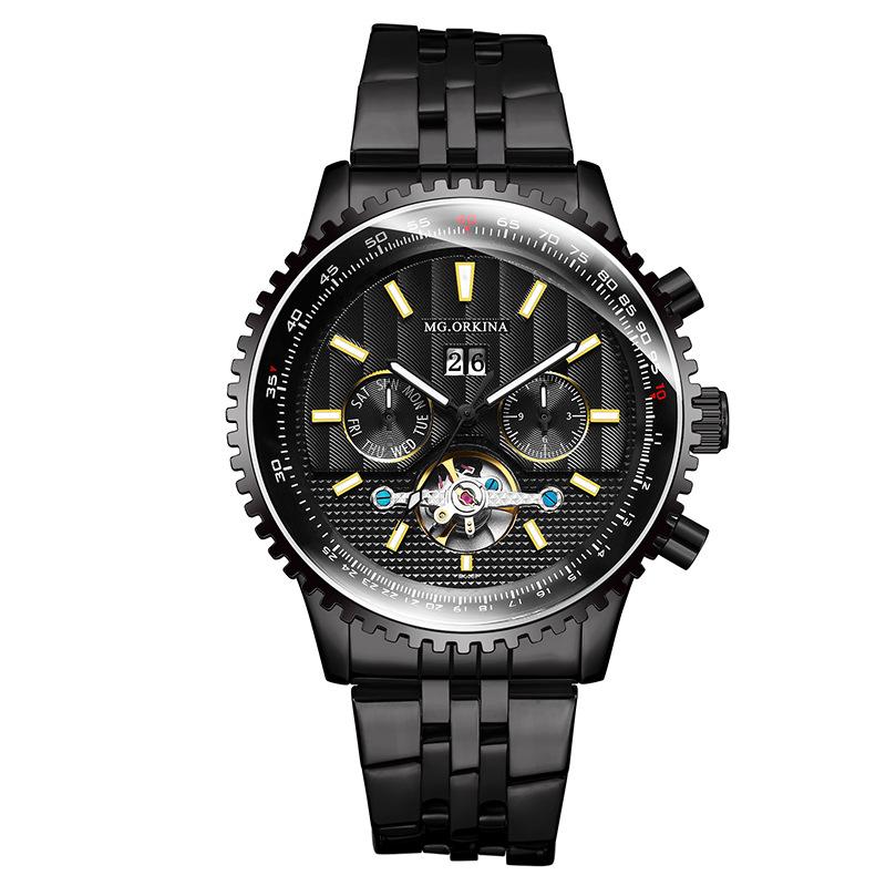 

Wristwatches MG.ORKINA Brand Men's Mechanical Watch Hollow Stainless Steel Band Tourbillon Large Dial Multifunctional Fashion Man Wristwatch