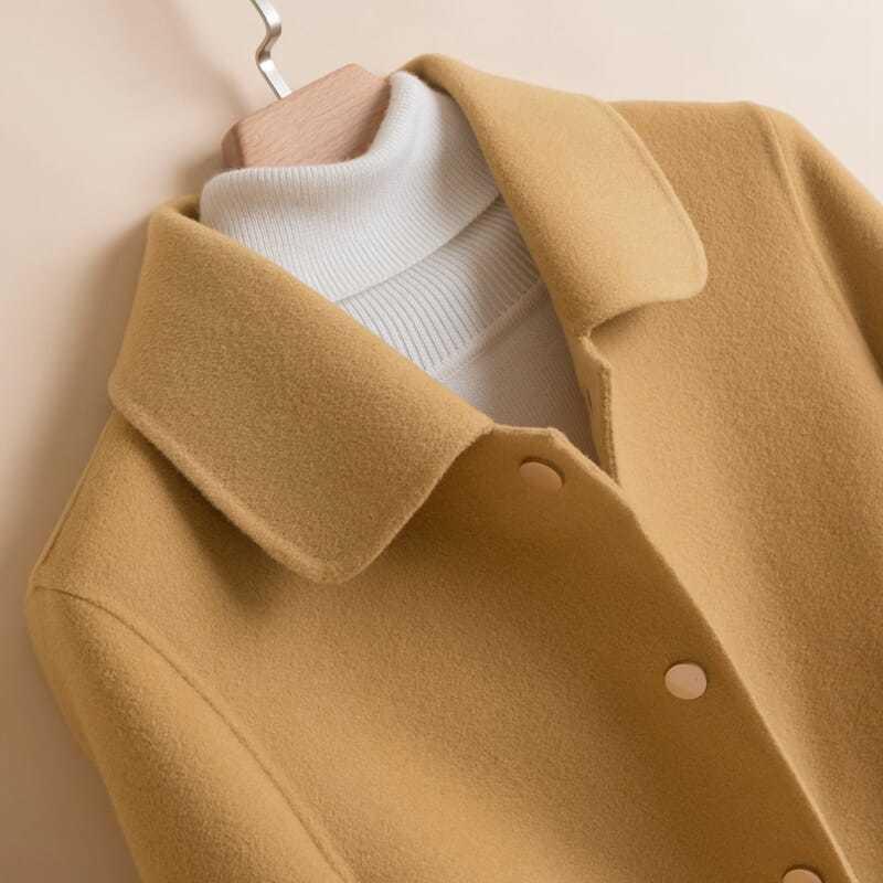 

Women's Wool & Blends 2021 Autumn And Winter Fashion Casual Woolen Coat Small Woman Loose Short Doll Collar, Black