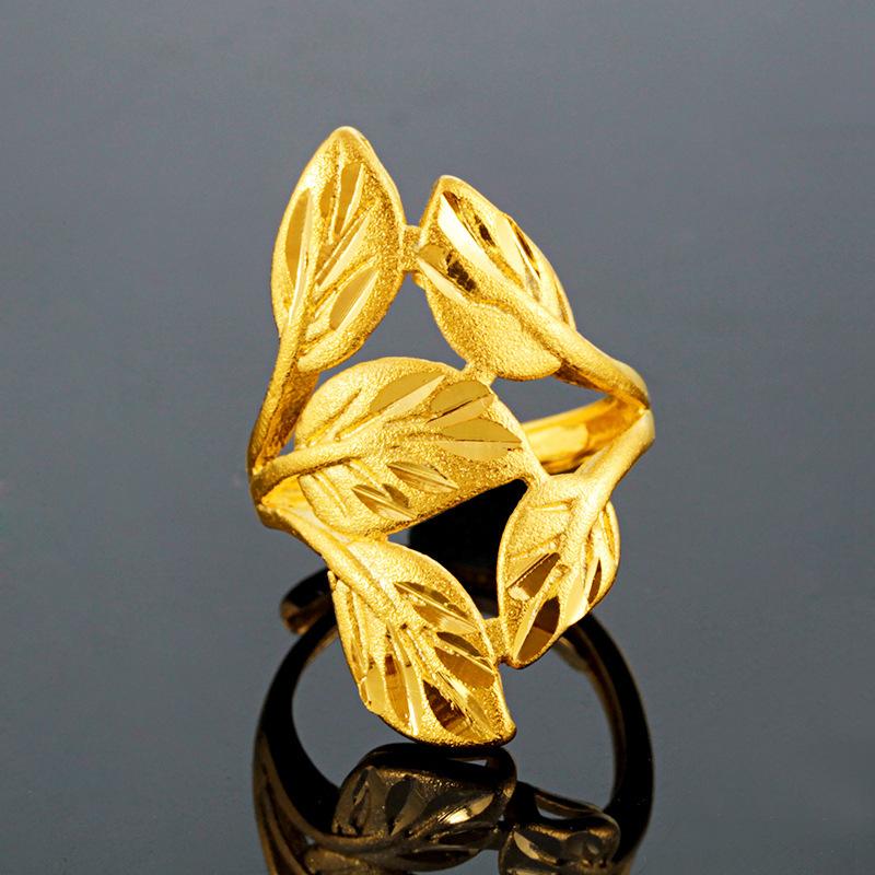 Wedding Rings Factory Price Women&#039;s Adjustable Ring Fashion Finger Accessories Wholesale Gold-plated Leaf-shaped Girl Jewelry Holiday Persen-image-711413746