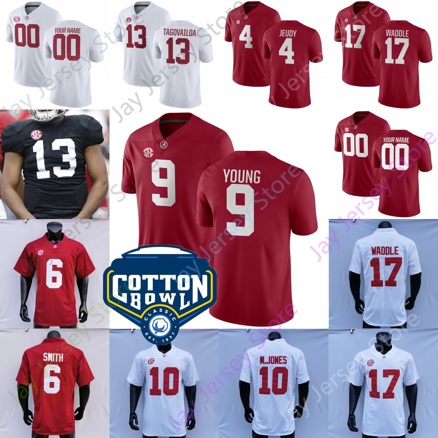 

Cotton Bowl Alabama Crimson Tide Football Jersey College Bryce Young Brian Robinson Jr. Will Anderson Jr. McKinstry John Metchie III Jameson Williams Sanders To'oTo'o, White orange patch