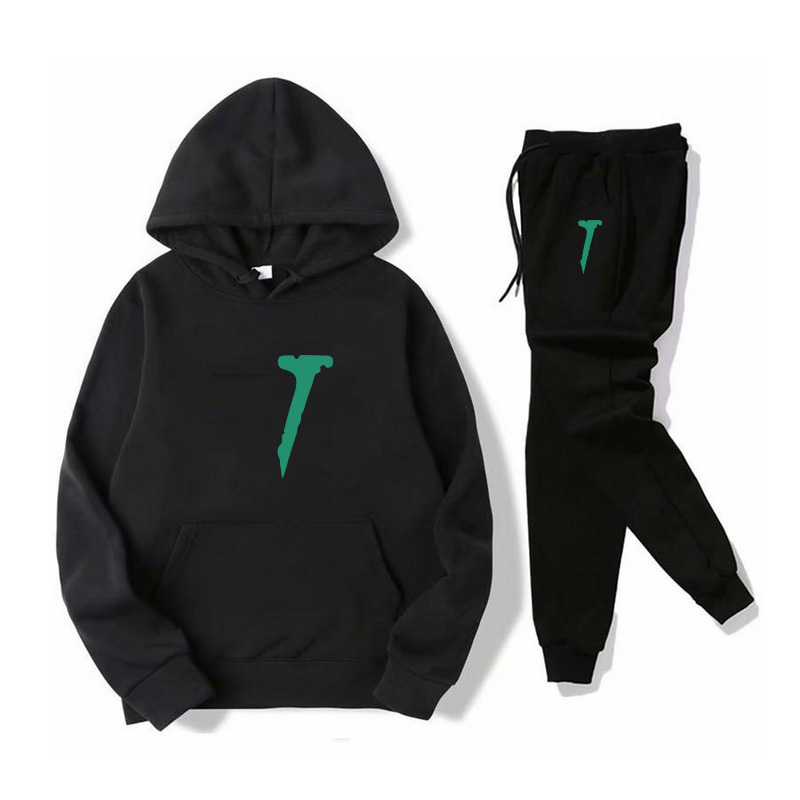 

Brand Luxury designer clothes Woman mens Tracksuits Casual Hoodies Pants Men Sportswear Pant Hoody Sweatshirt Male Suits Hip Hop Tee 2 Pcs, Black