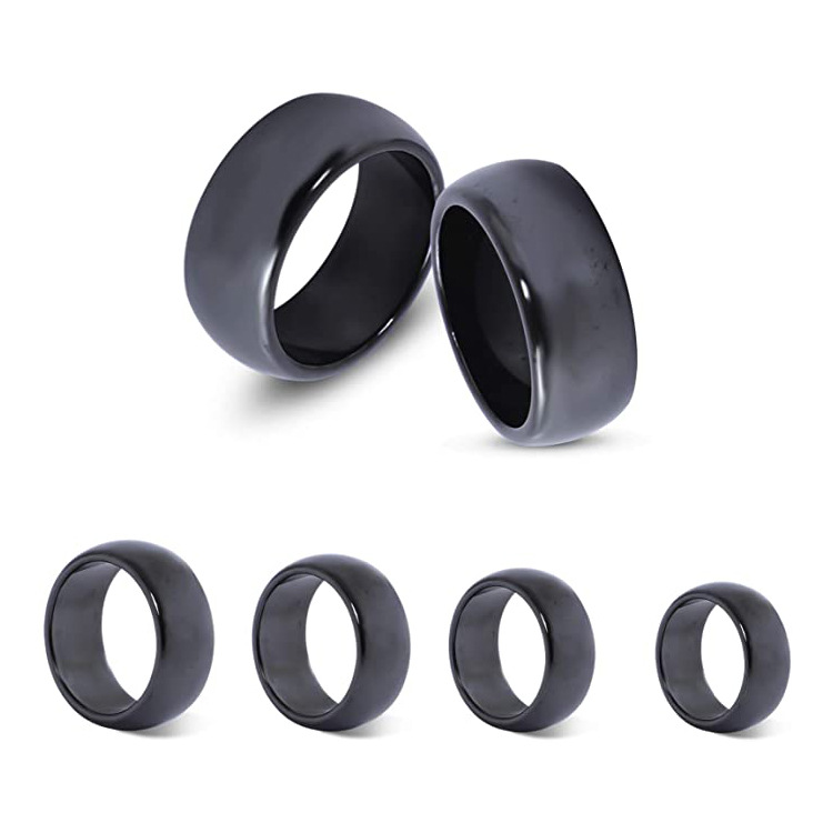 

10mm Band Rings Wide Fashion No Magnetic Hematite Magnet Ring Mix 6 to 13