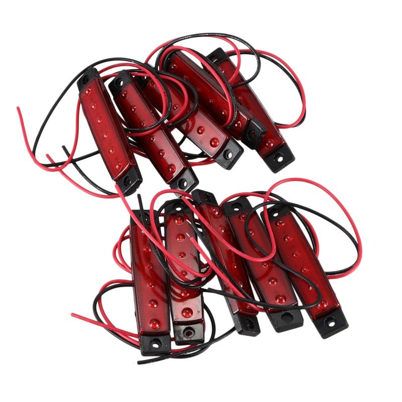 

Car Headlights 10 X DC24V 6LED ABS Indicators Truck Side Lights Marker Light, Red Light