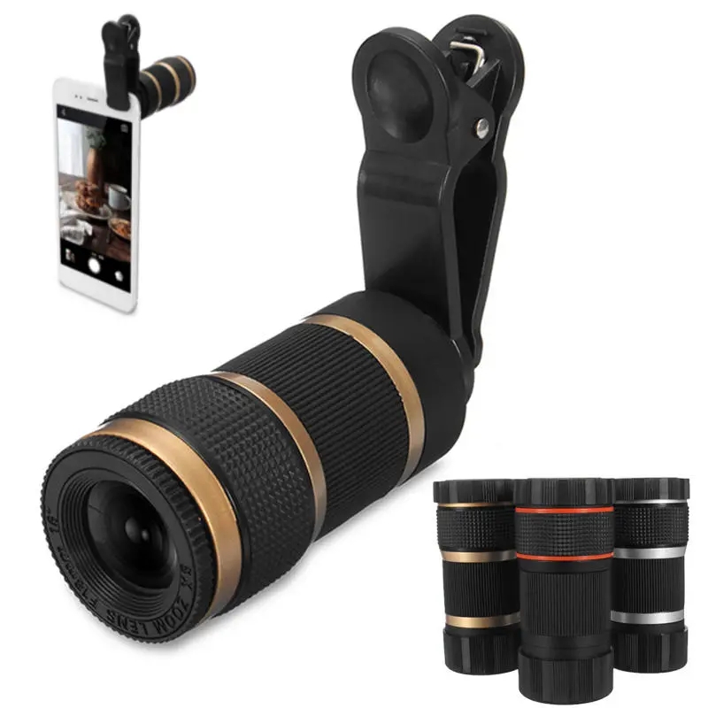 

Practical 8x Optical Telescope Mobile Telephoto Lens with Clip for Smartphone Photographers - Silver