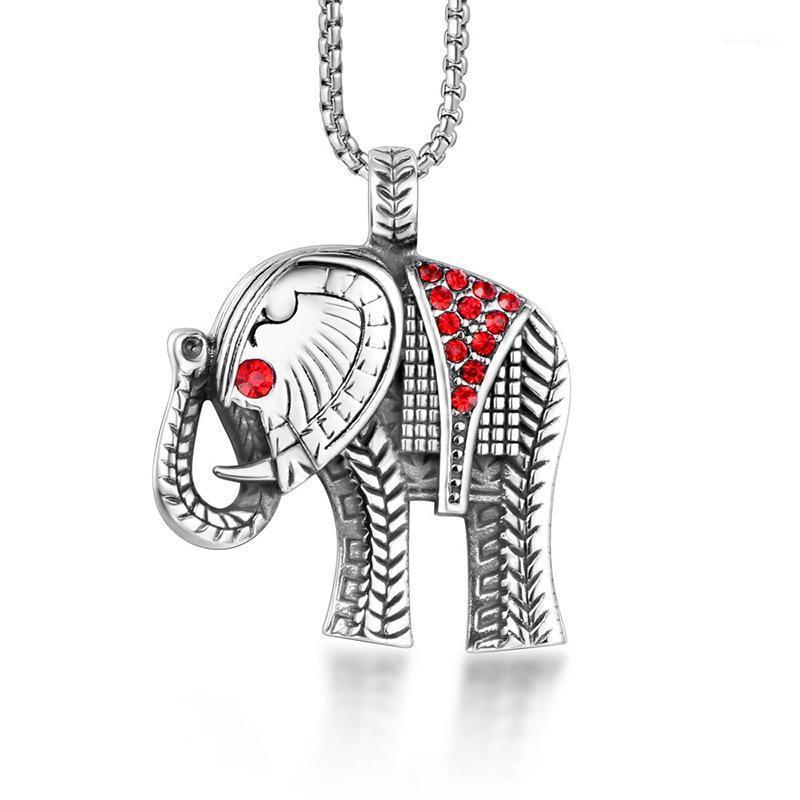 

Hemiston Fashion Titanium Steel Jewelry Thai God Of Wealth Elephant Necklace Horn Pendant Accessories Punk Chains