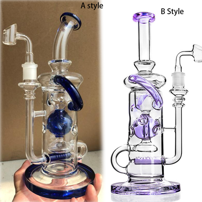

11.3inchs Blue glass Water Bongs Hookahs Percolator Waterpipes Recycler Oil Rigs Dabber Chicha Cigarette with 14mm banger