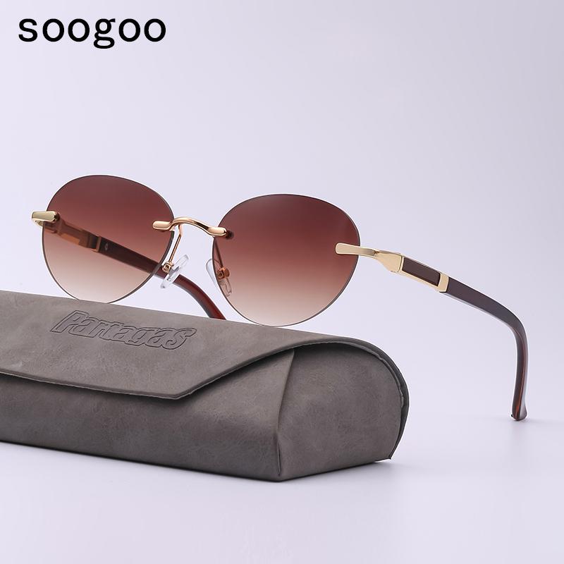 

Sunglasses Steampunk Minimalist Stylish Classic Round Retro Frameless Big Lens Designer Eyewear