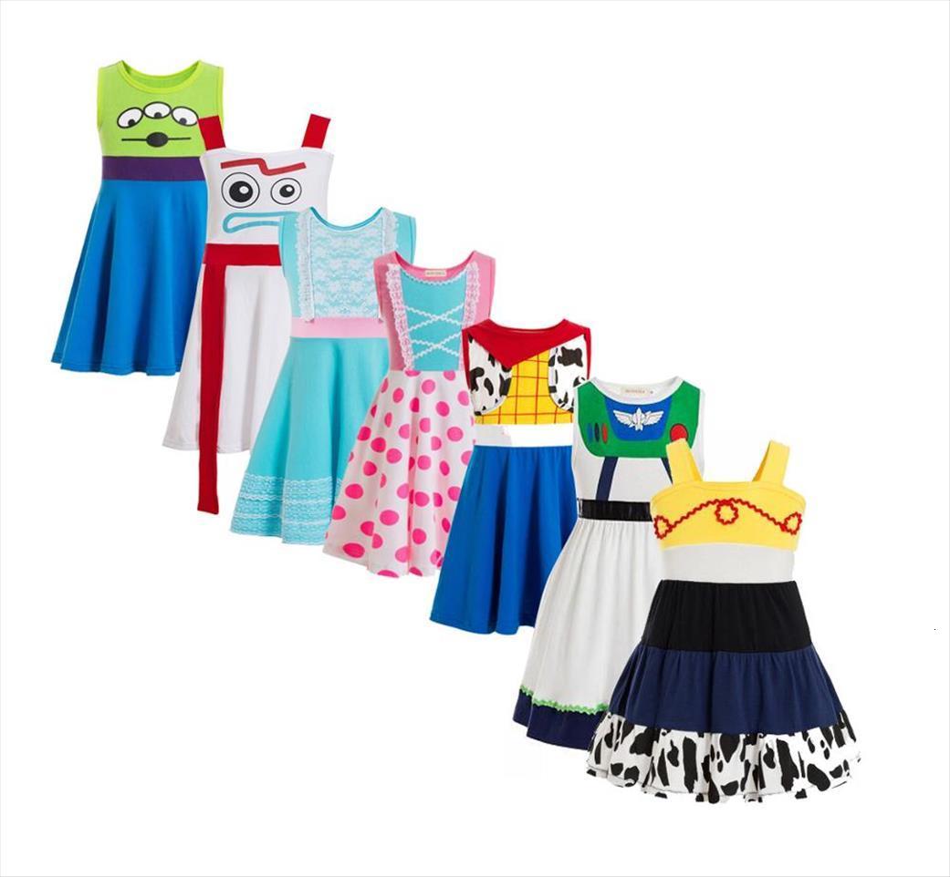 

Jessie Costume Child Buzz Girl Dresses Cowgirl Tunic Tank Toddler Bo Peep Lightyear Alien Forky Girls, Color7