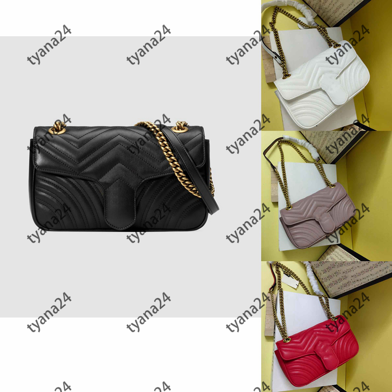 

Shoulder Bag hotsale black Shoulders Bags Classic Women sLeather gold and silver chain All-match Crossbody Pure color Messenger tote purse Large capacity, Gj16 26/26/5cm