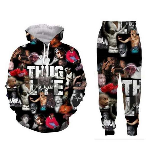 

New Men/Womens Tupac 2Pac Funny 3D Print Fashion Tracksuits Hip Hop Pants + Hoodies MF07, As shown