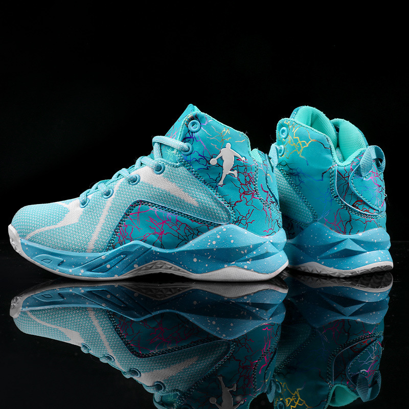 

Athletic & Outdoor High Top Basketball Boys' Non Slip Knitting Breathable Leisure Sports Shoes Student Large 40 Youth Boots, Black