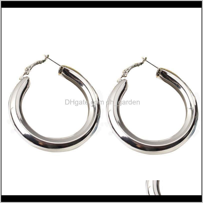 

& Hie Drop Delivery 2021 Classic Punk Style Thick Hoop Earring For Women Girls Sier Gold Plating Hiphop Geometric Earrings Fashion Jewelry Wh