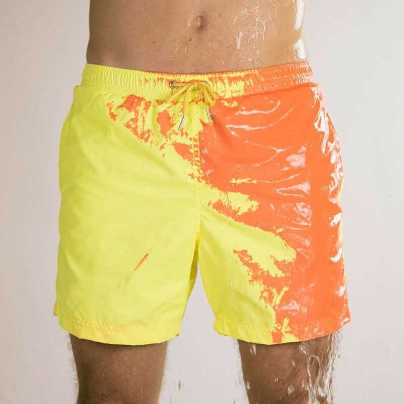 Summer Water Swimming Trunks Beach Pants Men&#039;s Large Warm Color Changing Shorts-image-701752672