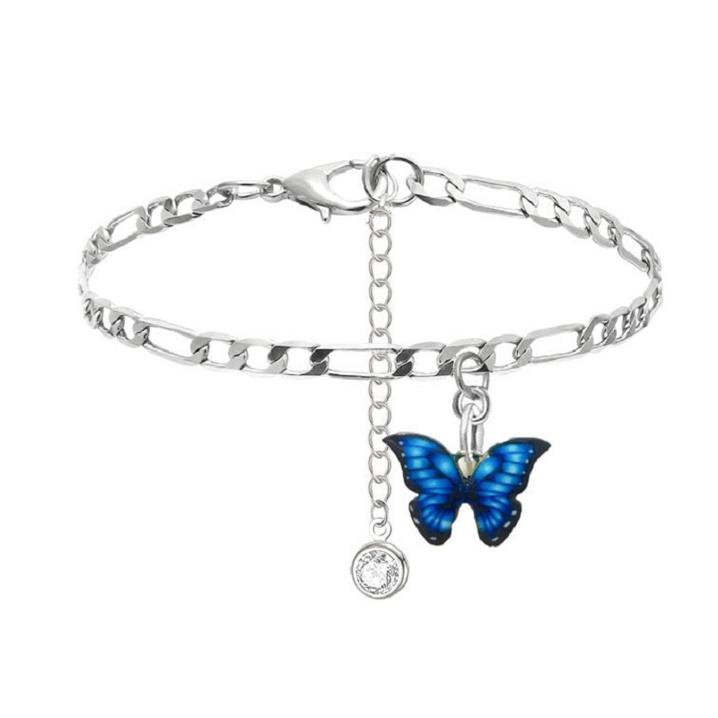 

Butterfly charm anklet chain silver Diamond Beach Chains Anklets bracelet for women jewelry