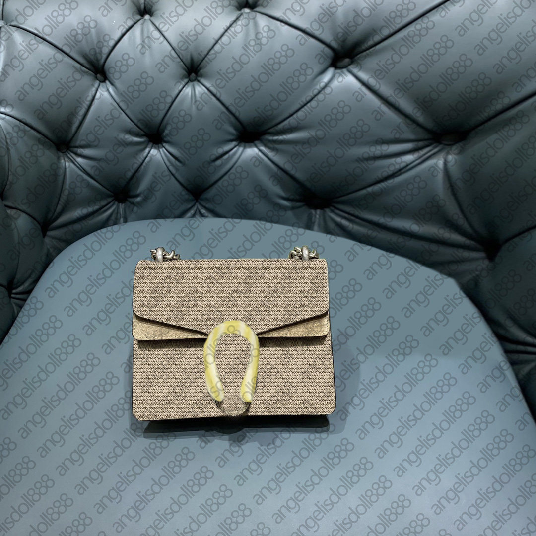 

Women purses Bags with Date Code Box small dionysusu Tiger Head Button chain letters print canvas Genuine Leather shoulder crossbody top quality bag, Green box