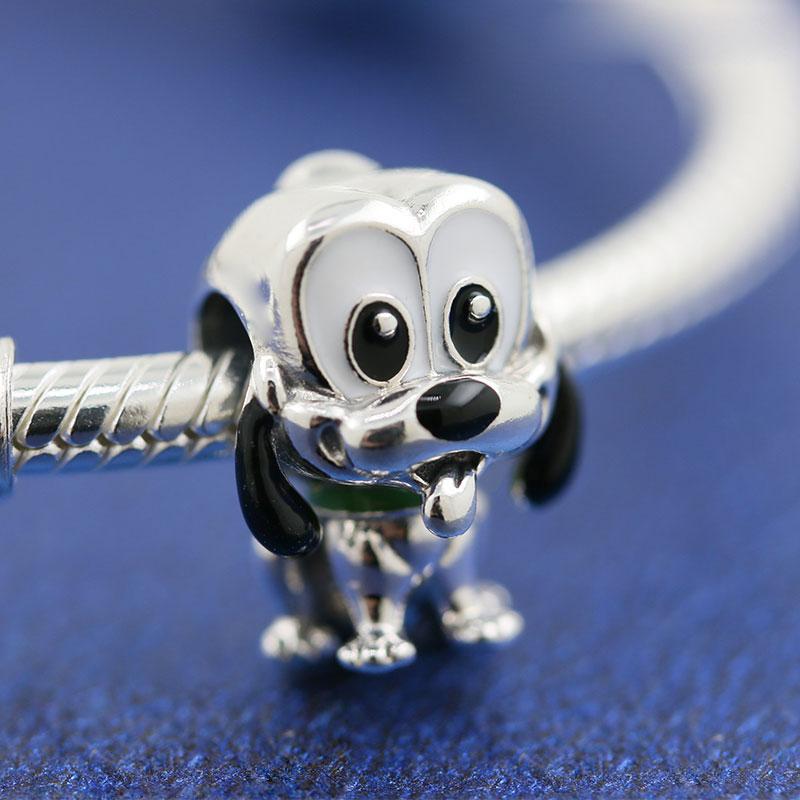 

925 Sterling Silver PL Dog Animal Charm Bead Fits European Style Jewelry Bracelets