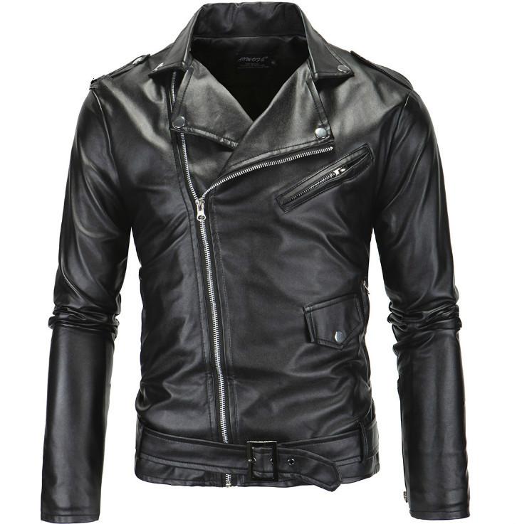 

Men's Fur & Faux Autumn Fashion Motorcycle Leather Jacket Men Slim Fit Oblique Zipper PU Coats Big Size -4XL Chaqueta Cuero Hombre, White