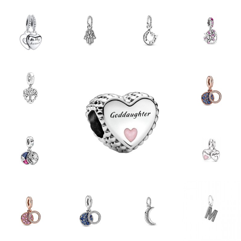 

CKK Fit Pandora Bracelets Mother Daughter Heart Charms Silver 925 Original Beads for Jewelry Making Sterling DIY Women Q0225 747 T2, Black