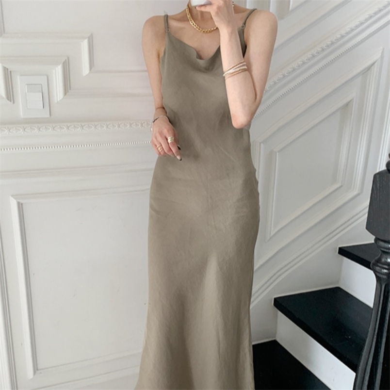 

Spaghetti Strap Maxi Dress Women Summer Sleeveless V Neck Slim Vestidos Sexy Lady Robe Backless Elegant Party Dresses 210519, Black