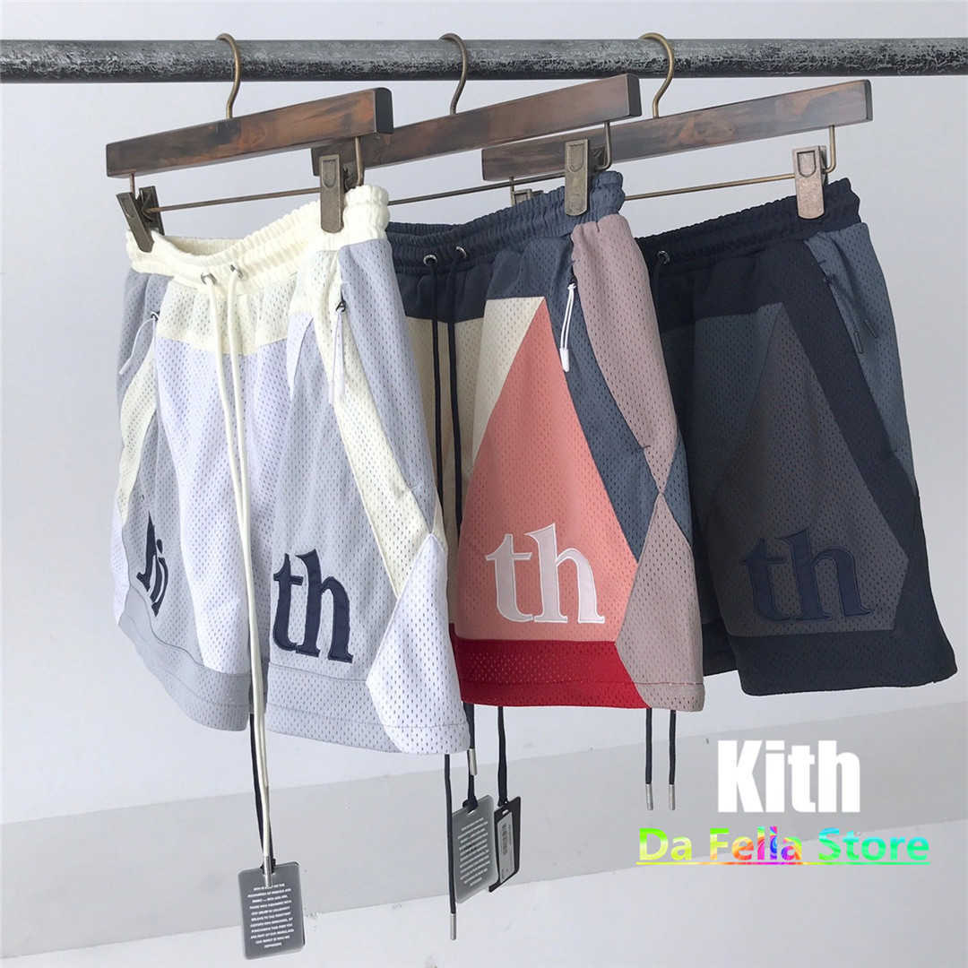 

KITH MESH SPORT SHORTS 2021SS Men Women 1:1 High Quality Colors Patchwork Kith Shorts Casual Breechcloth Inside Tag Label X0628