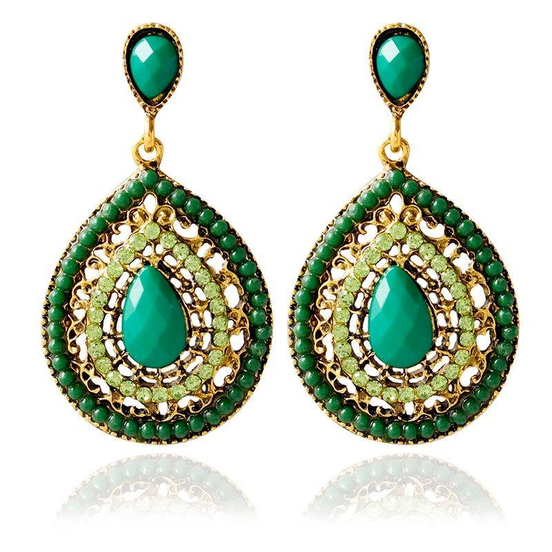 

Dangle & Chandelier Natural Green Turquoise Hand-carved Drop Earrings Fashion Boutique Jewelry Men And Women Gift Accessories, Silver