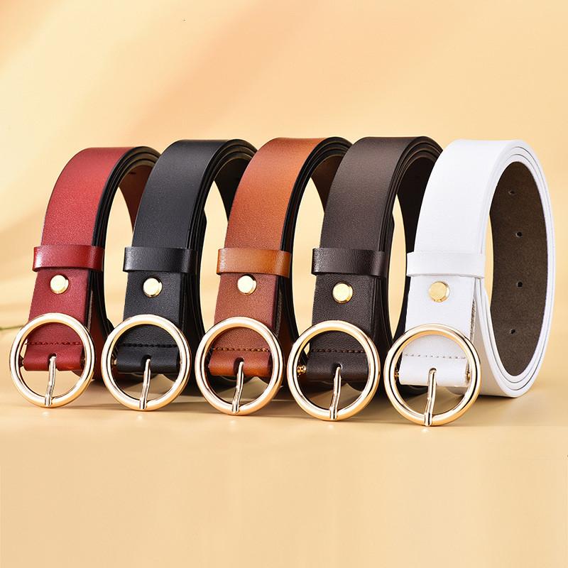 

Belts Women's Leather Belt Fashion Jeans Classic Retro Simple Round Buckle Pin Denim Dress Gothic Luxury Punk, Black