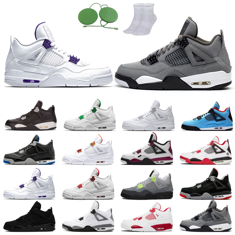 

4s man basketball shoes cool fashion color Cat court purple University Red Neon bred Alternate Motorsport orange metallic dark White Cement Grey Fire oreo Pine Sport