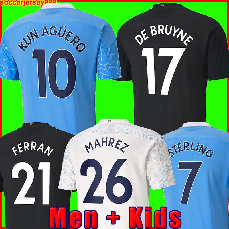 

Manchester soccer jersey 20 21 G. JESUS CITY STERLING FERRAN DE BRUYNE KUN AGUERO football shirts MAN uniform men + kids kit 999, Black;yellow