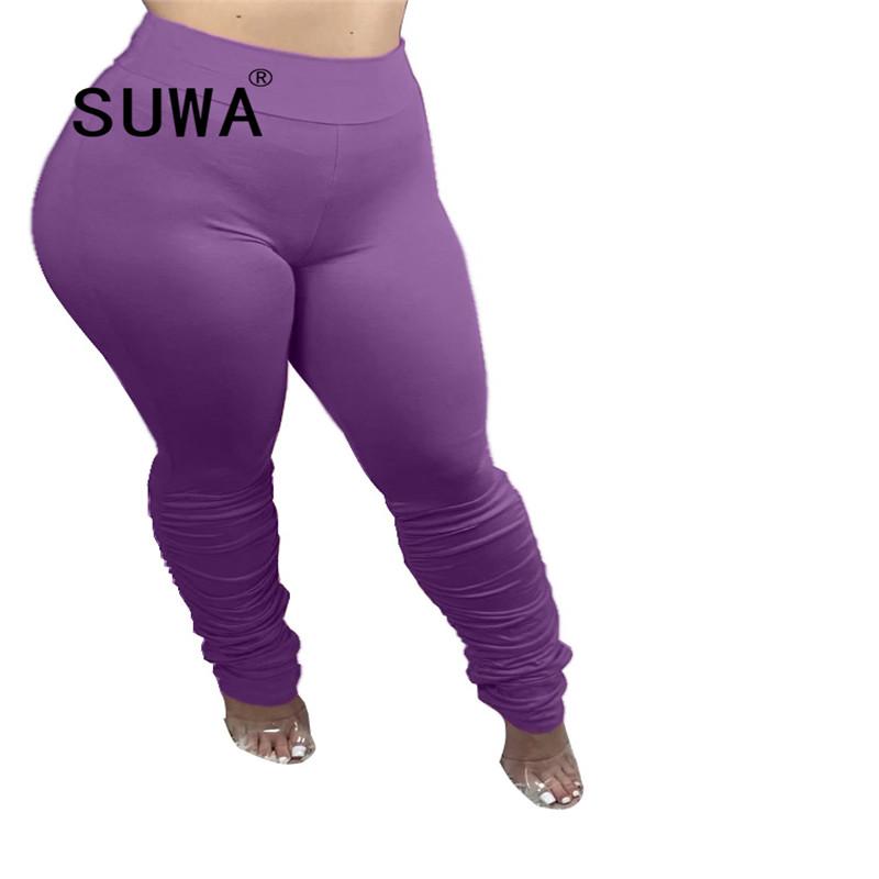 

Autumn Product Sexy High Waist Women Pants Solid Bodycon Elastic Tight Pleated Trousers Sweatpants Women's & Capris, Black;white