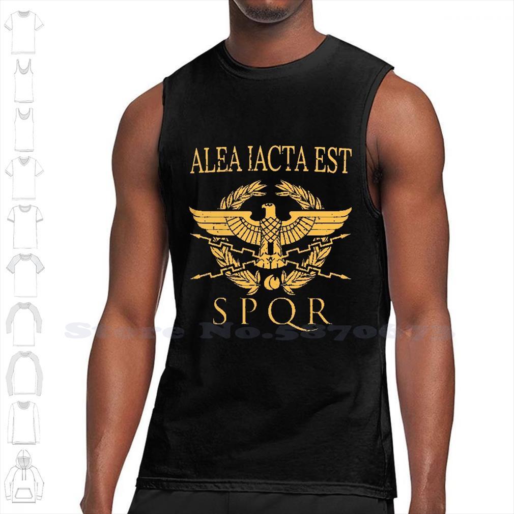 

alea iacta est black white sleeveless tank men women roman empire romans ancient legion emperor spqr, White;black