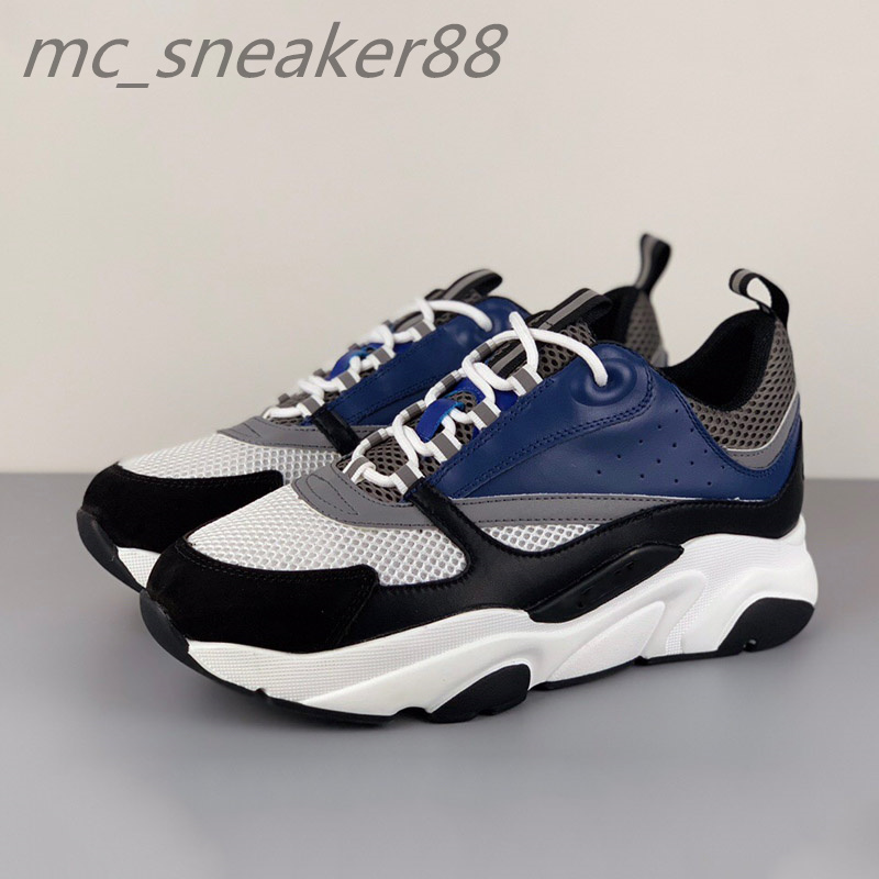 

Men Lace-up B22 Sneaker shoes White Leather Calfskin Sneakers Top Technical Knit Women Platform Blue Grey Run Trainers, Sneakers shoes