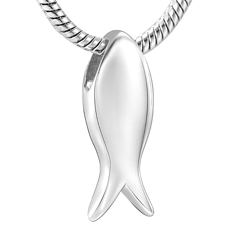

Pendant Necklaces Mirror Polished Fish Shape Cremation Jewelry Stainless Steel Keepsake Memorial Urn Necklace For Ashes Holder