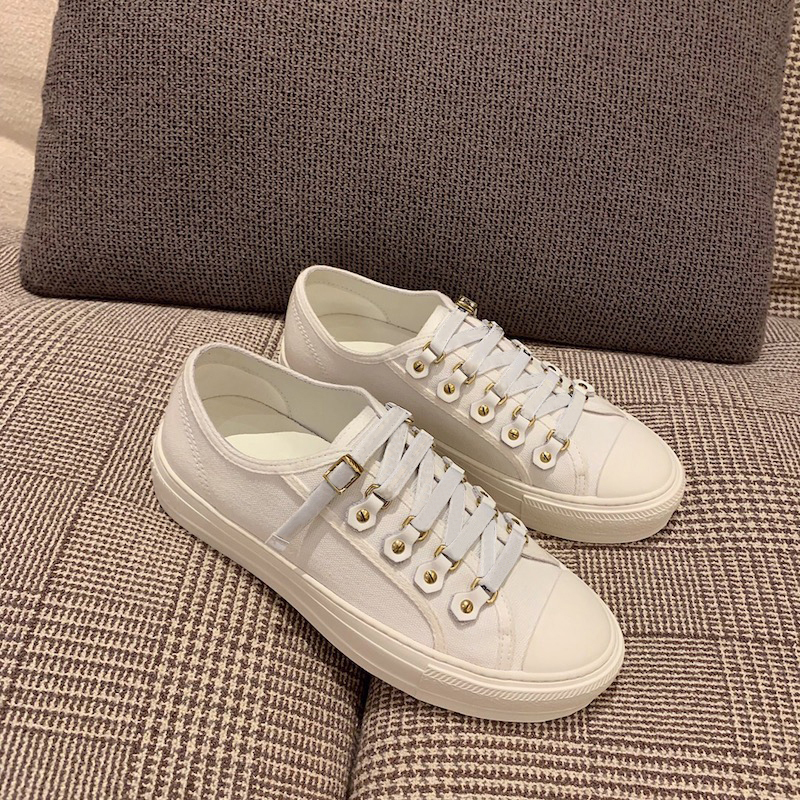 

Canvas classic design women's casual shoes black white sneakers Luxury Designer Flat lace up walking shoes35-40