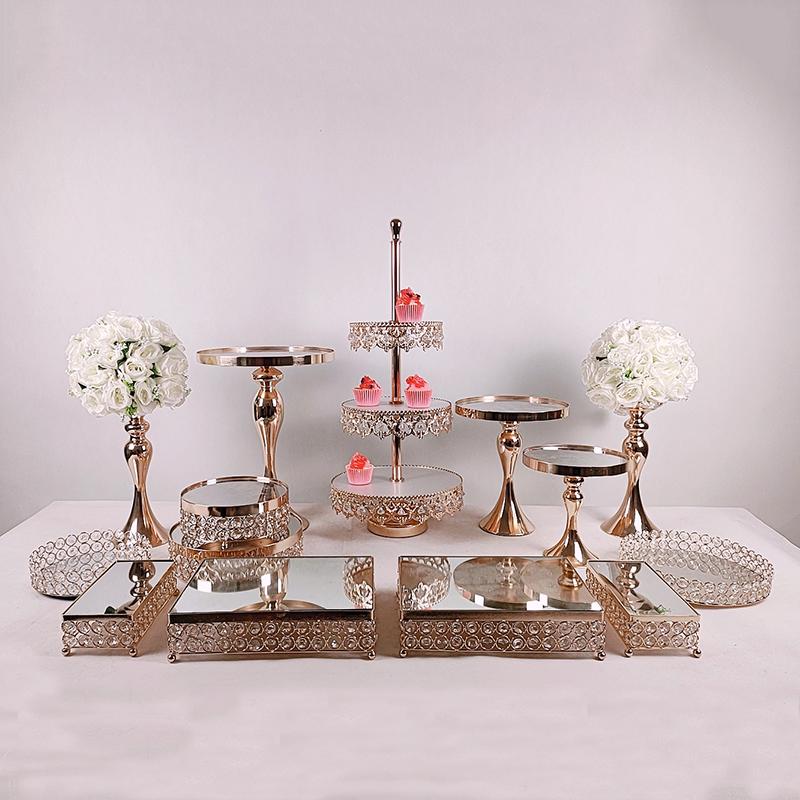 

Other Bakeware Wedding Cake Stand Set Gold Mirror Metal Cupcake Beautiful Tray Dessert Display Decoration Tools