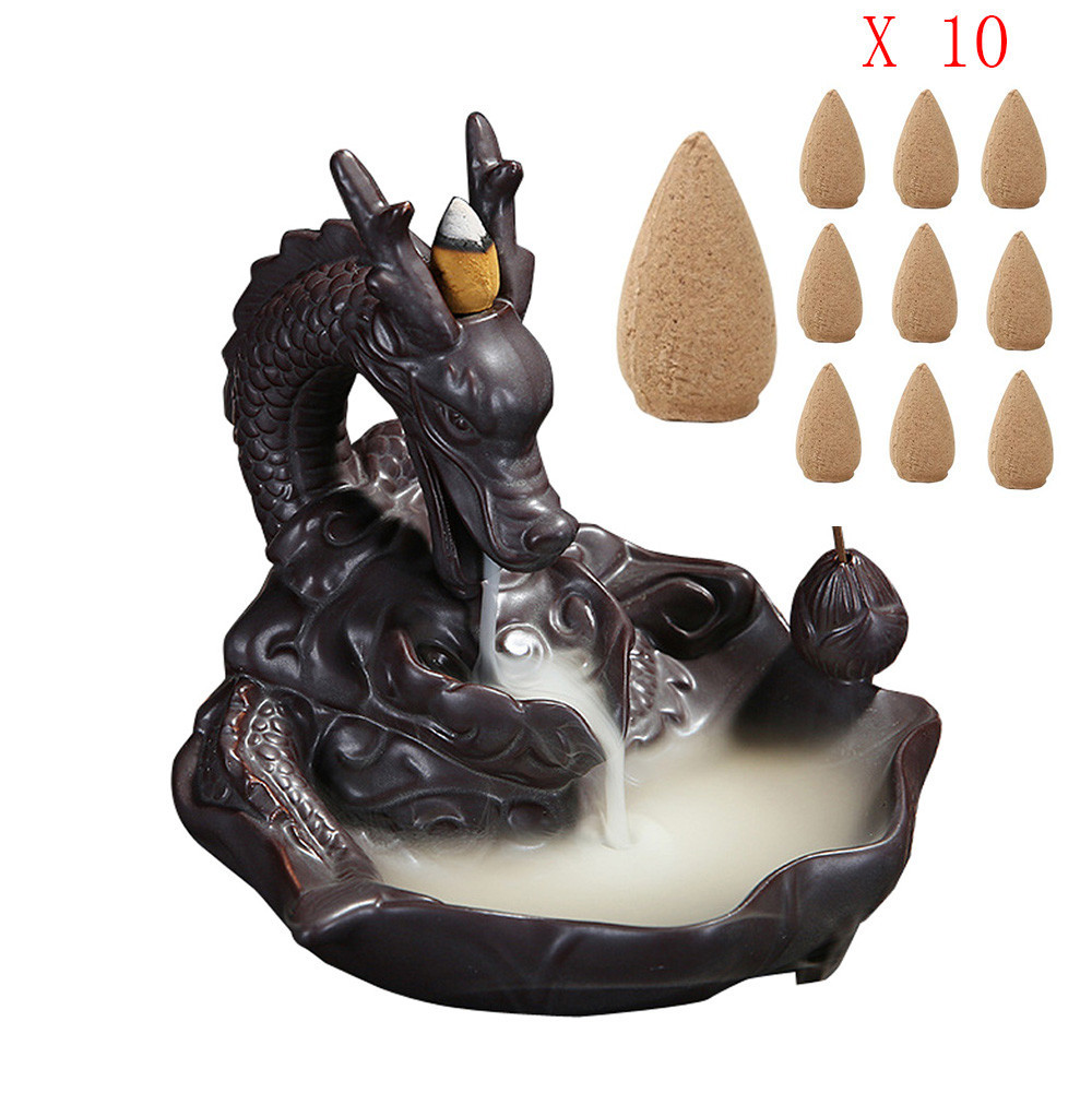 10/20 retro-handcrafted porcelain backflow pottery incense burner support Buddhist decoration house aromatherapy-image-693542336