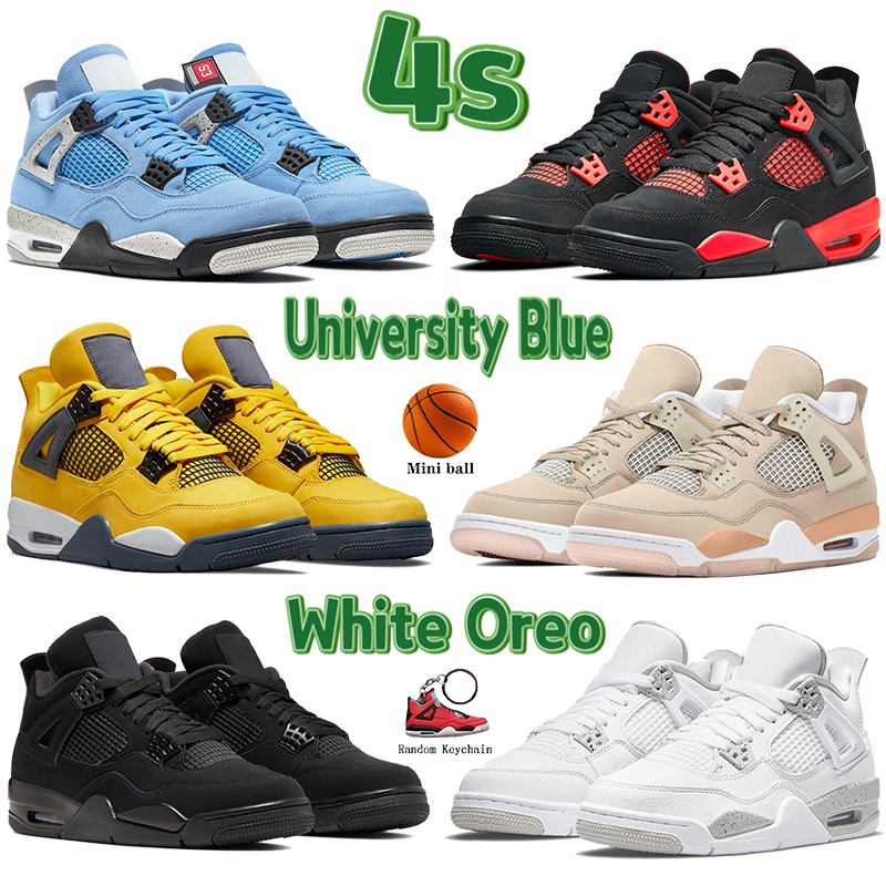 

Top 4 4s basketball Shoes cool grey university blue white oreo shimmer black cat tour yellow cactus jack men women Sneakers US 5.5-13, Bubble wrap packaging