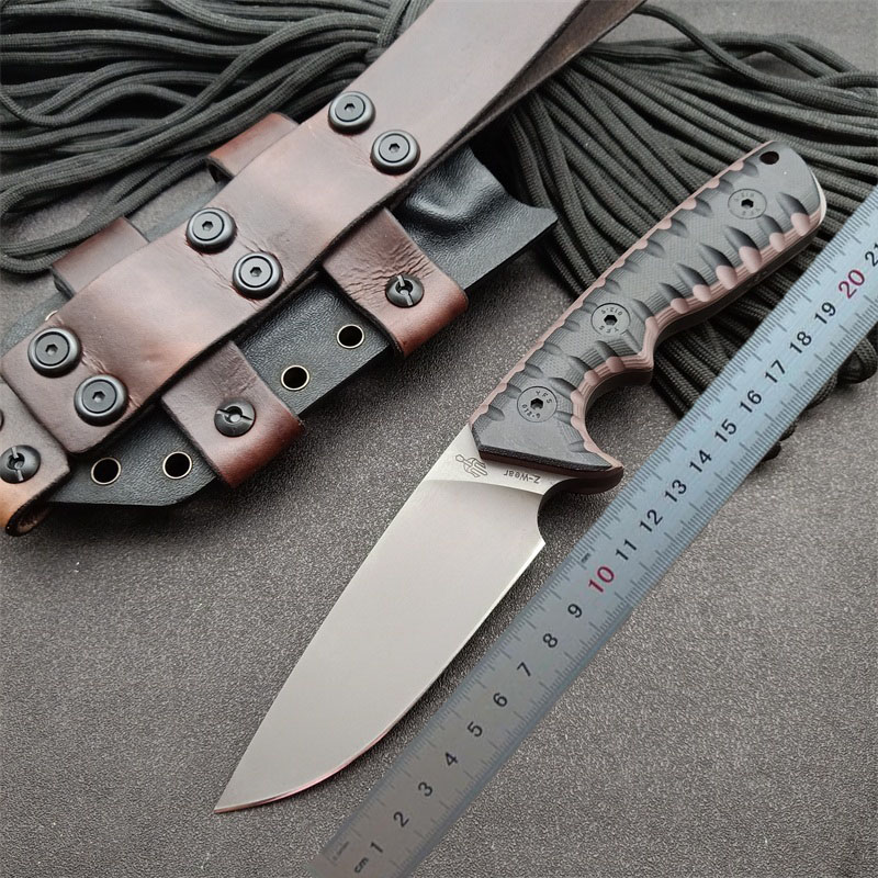 

1pcs High End Survival Straight Knife Z-Wear Grey Titanium Coated Drop Point Blade Full Tang G10 Handle Fixed Blades Knives With Kydex