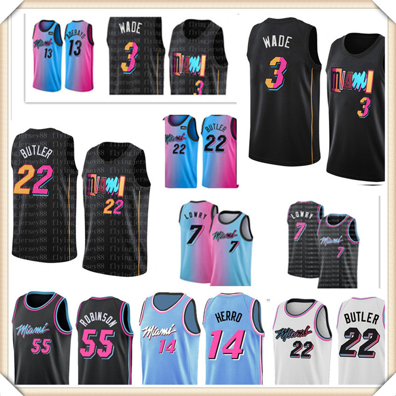 

men MiamiHeatJimmy 22 Butler Jersey Dwyane 3 Wade Kyle 7 Lowry Basketball Jerseys Tyler 14 Herro Duncan 55 Robinson Bam 13 Adebayo, 2021 new {zhuanhui}