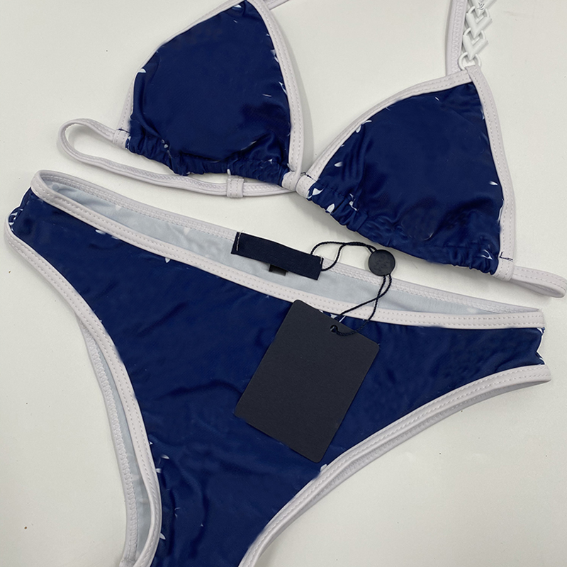 

Sexy Lady Letter Printed Swimwear Two pieces Low Waist Bikini Blue Backless Halter Neck Swimsuit with Pad, White;black