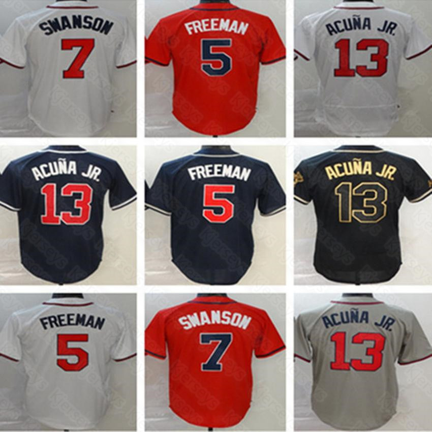 

Ronald Acuna Jr. 2021 Atlanta Marcell Ozuna Jersey Braves McGriff Ozzie Albies Austin Riley Freddie Freeman Dansby Swanson Chipper Jones Murphy, Blue;black