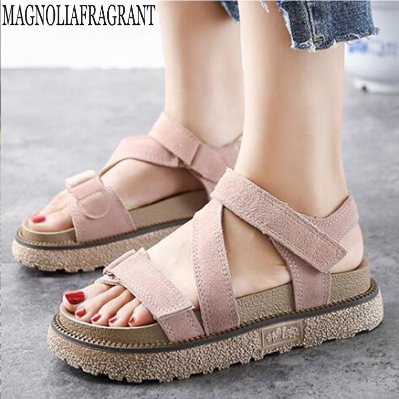

Sandals Shoes Woman Flat With Open Toe Low-Top For Girls Muffin Bottom Large Size Roman Summer Women Hy246, Black