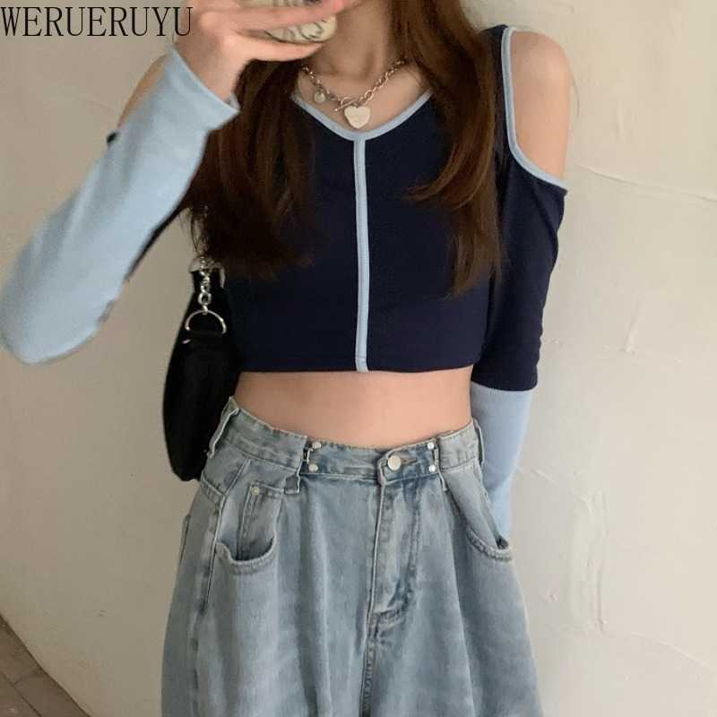 

WERUERUYU Summer Black Solid Short Sleeve T-shirts Women Casual Off the Shoulder Tees Tops Female Simple Tshirts for Ladies 210608, Photo color