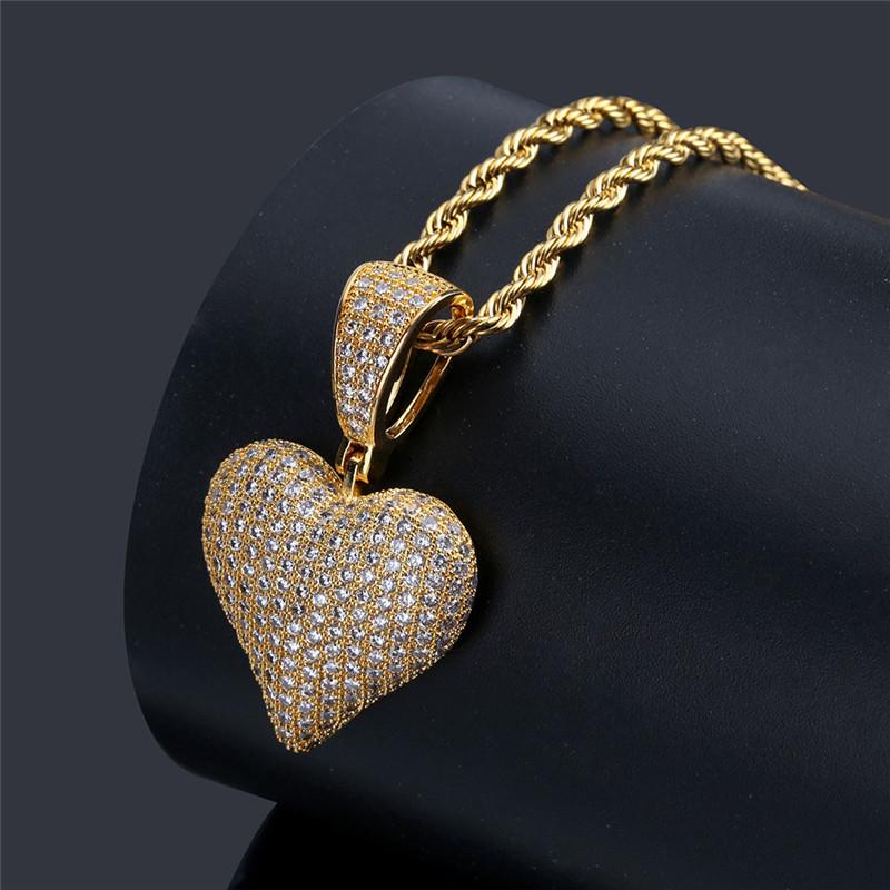 

Pendant Necklaces THE BLING KING Hip Hop Poker Heart Necklace&Pendant With 4mm Tennis Chain Gold Silver Color Iced Out Cubic Zircon Men's Je