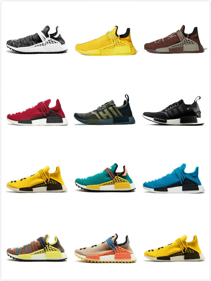 

Mens Womens nmds Shoes Pharrell Williams NMD Human Race Designer Sneakers BBC Solar Pack Yellow Blue Nerd Heart Mind Size 36-46, X billionaire boys club multi-color