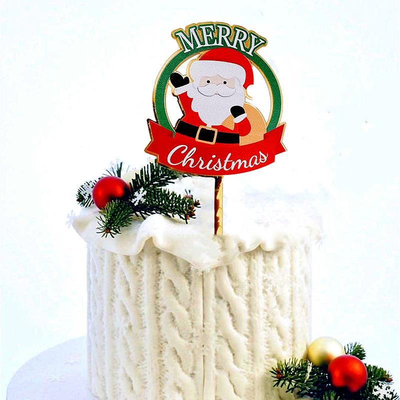 

Christmas Decorations Flower Cake Topper Merry Gold And Silver Birthday Party Insert Acrylic Decoration Reine